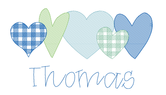 Blue Gingham Hearts