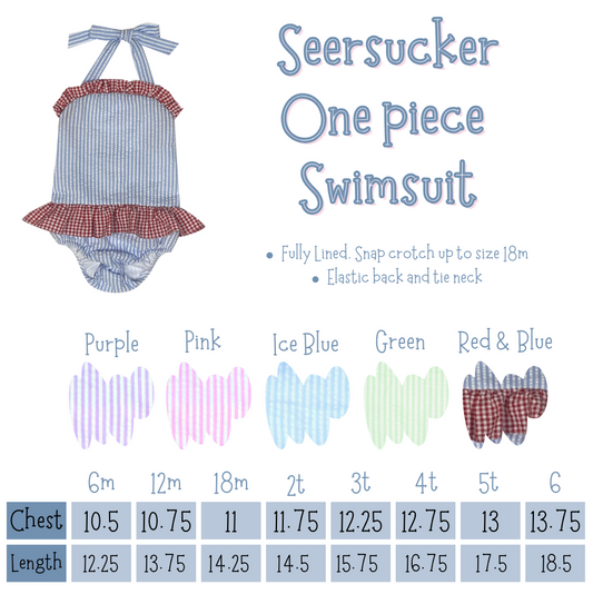 Seersucker One Piece Bathing Suit