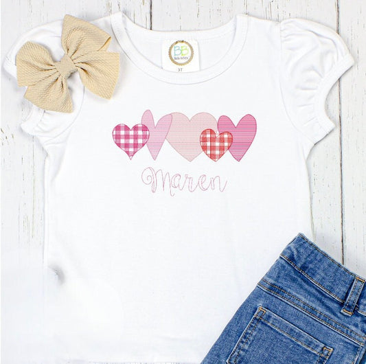Pink Gingham Hearts